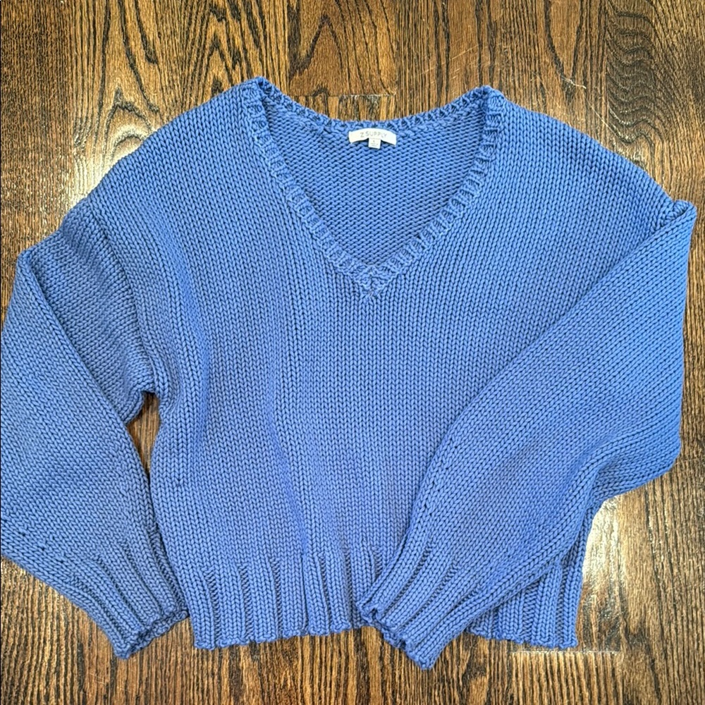 Z Supply Vida Reversible Blue Sweater, size L. Like NEW!